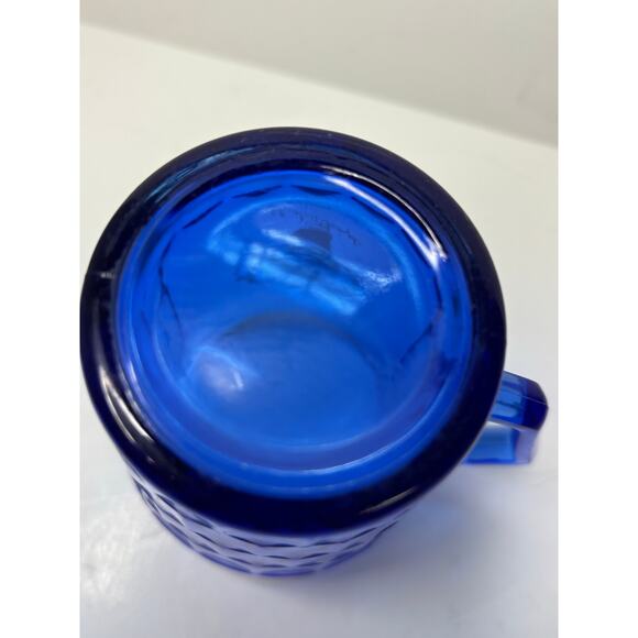 Vntg Shirley Temple Cobalt Blue Glass Creamer Small Milk Pitcher 30s Depression - Picture 6 of 7